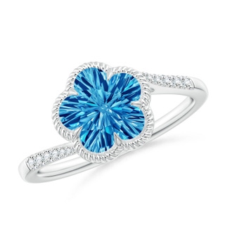 Five Petal Flower AAAA Swiss Blue Topaz