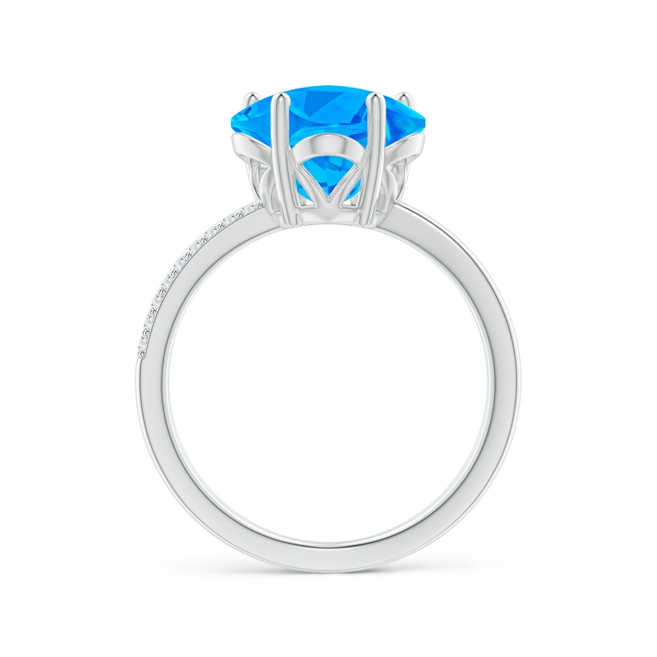 10mm AAAA Five-Petal Flower Swiss Blue Topaz Criss-Cross Ring in White Gold side-1