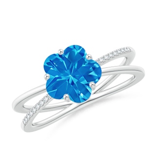 Five Petal Flower AAAA Swiss Blue Topaz