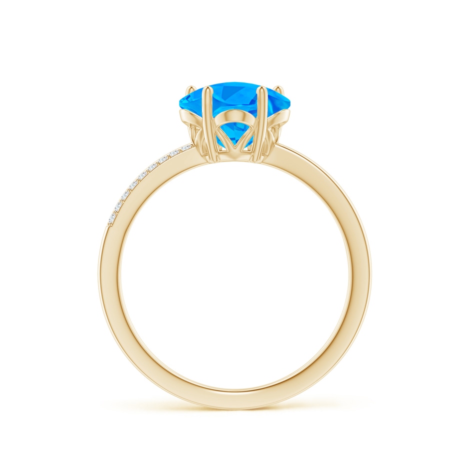 8mm AAAA Five-Petal Flower Swiss Blue Topaz Criss-Cross Ring in Yellow Gold side-1