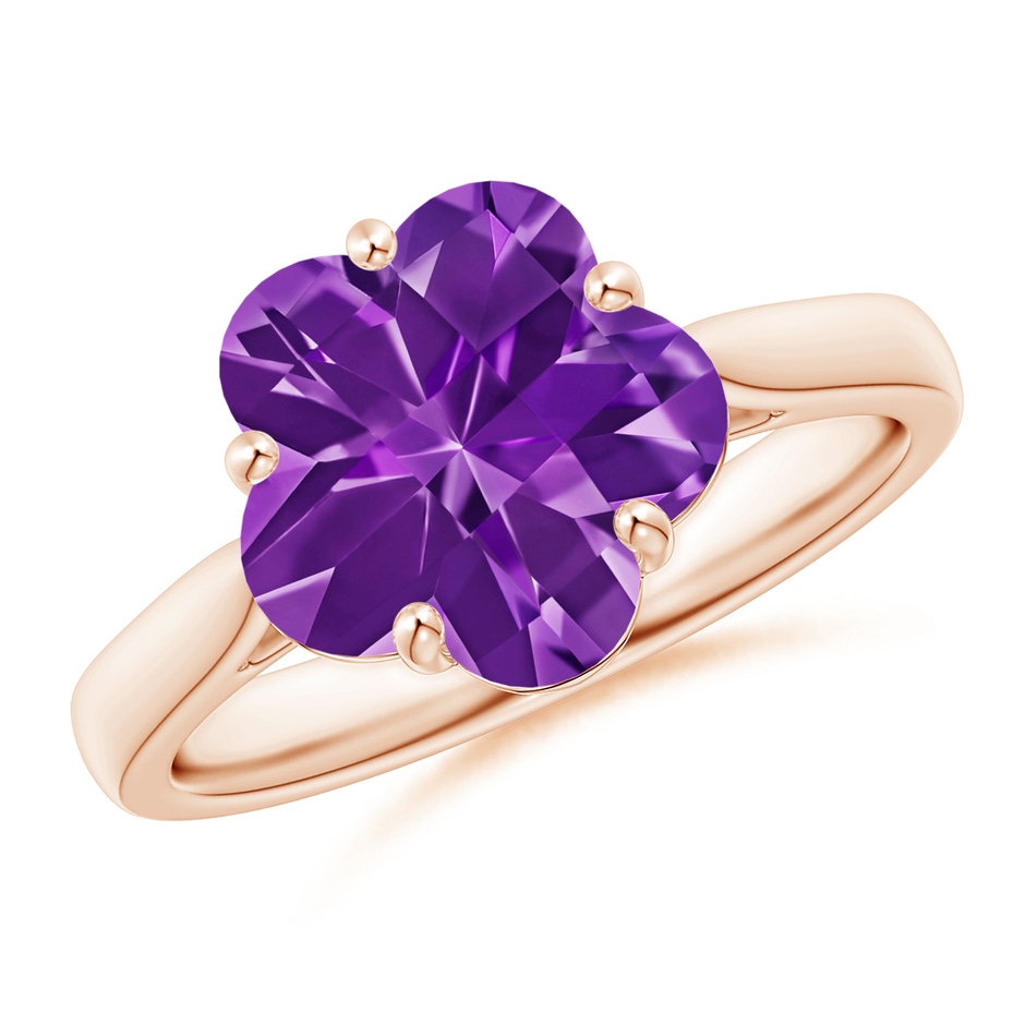10mm AAAA Classic Five-Petal Flower Amethyst Ring in Rose Gold 