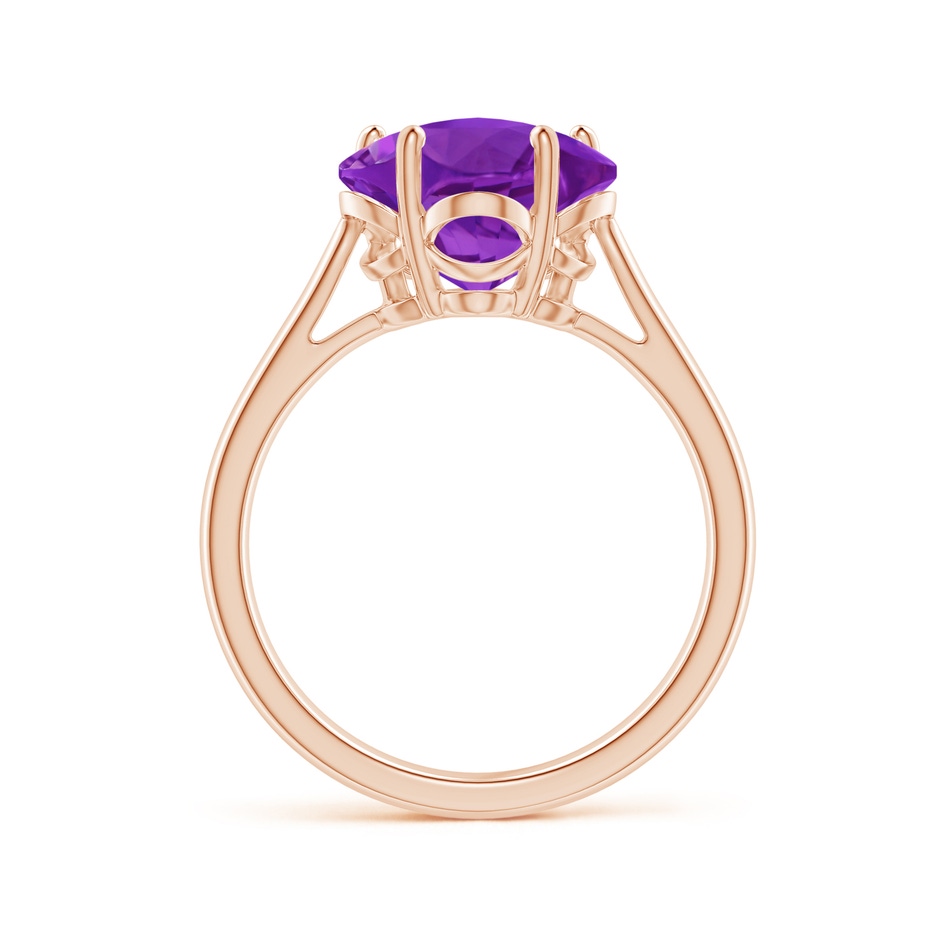 10mm AAAA Classic Five-Petal Flower Amethyst Ring in Rose Gold side-1