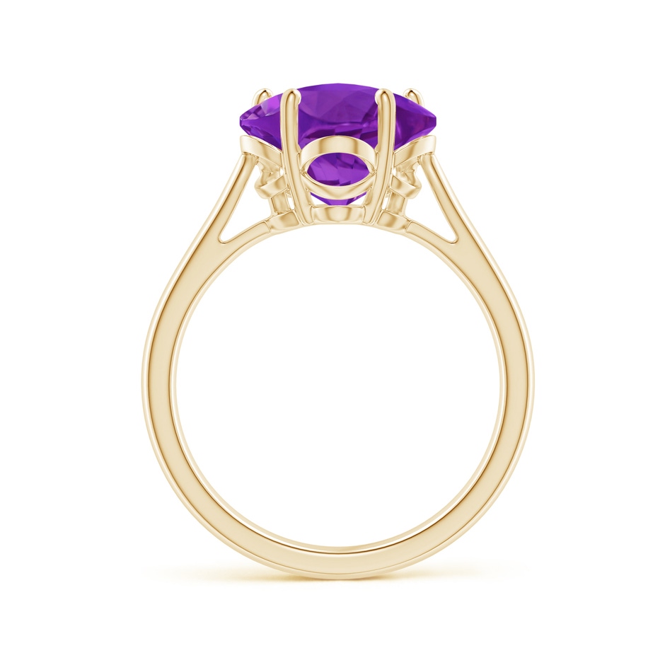 10mm AAAA Classic Five-Petal Flower Amethyst Ring in Yellow Gold side-1