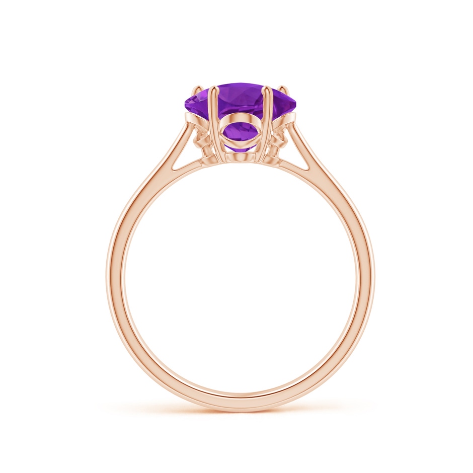 8mm AAAA Classic Five-Petal Flower Amethyst Ring in Rose Gold side-1