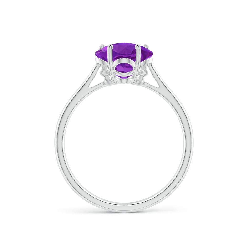 8mm AAAA Classic Five-Petal Flower Amethyst Ring in White Gold - side_1