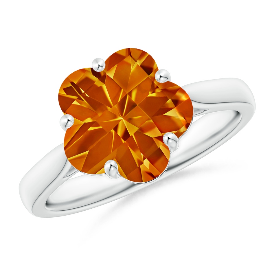 10mm AAAA Classic Five-Petal Flower Citrine Ring in White Gold 