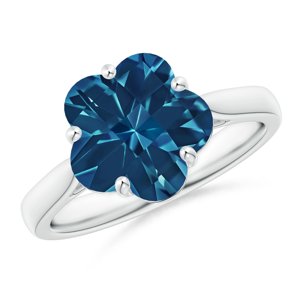 10mm AAAA Classic Five-Petal Flower London Blue Topaz Ring in White Gold