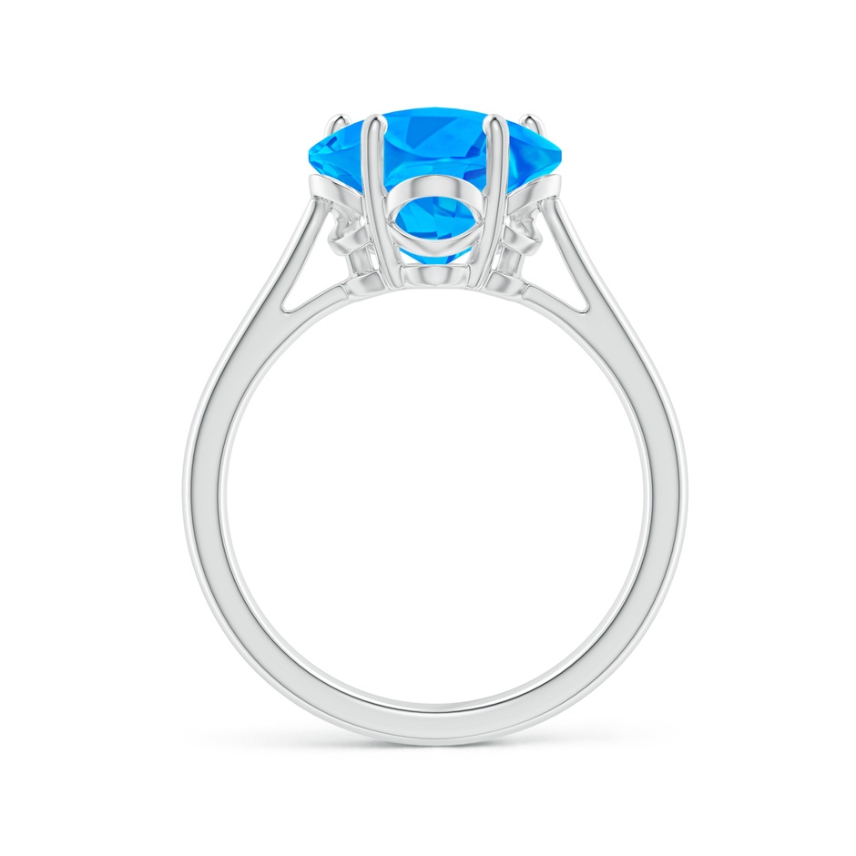 10mm AAAA Classic Five-Petal Flower Swiss Blue Topaz Ring in White Gold side-1