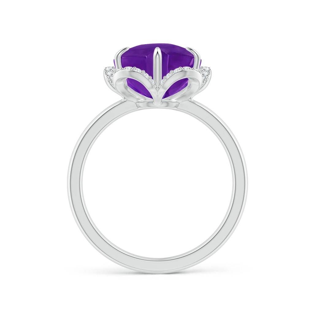 10mm AAAA Tulip-Inspired Amethyst Ring with Diamond Halo in P950 Platinum - side_1