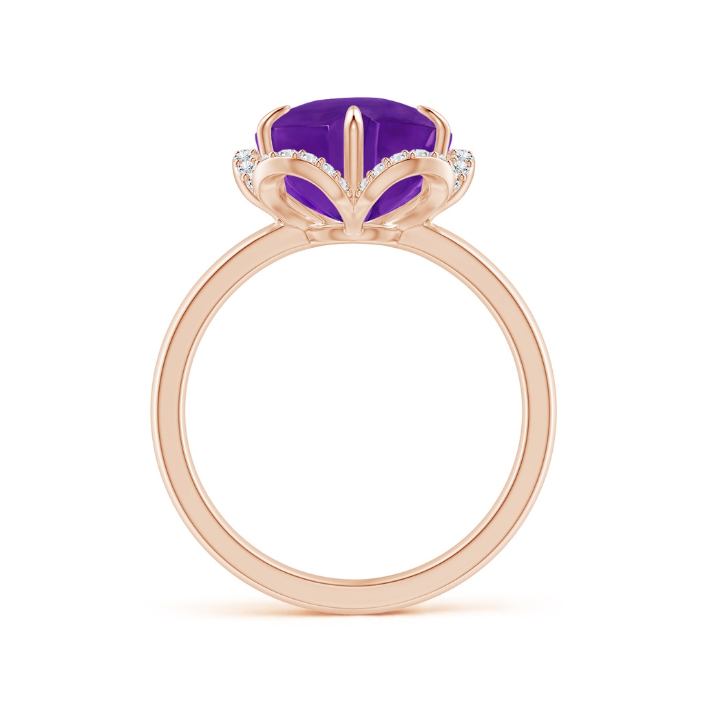 10mm AAAA Tulip-Inspired Amethyst Ring with Diamond Halo in Rose Gold - side_1