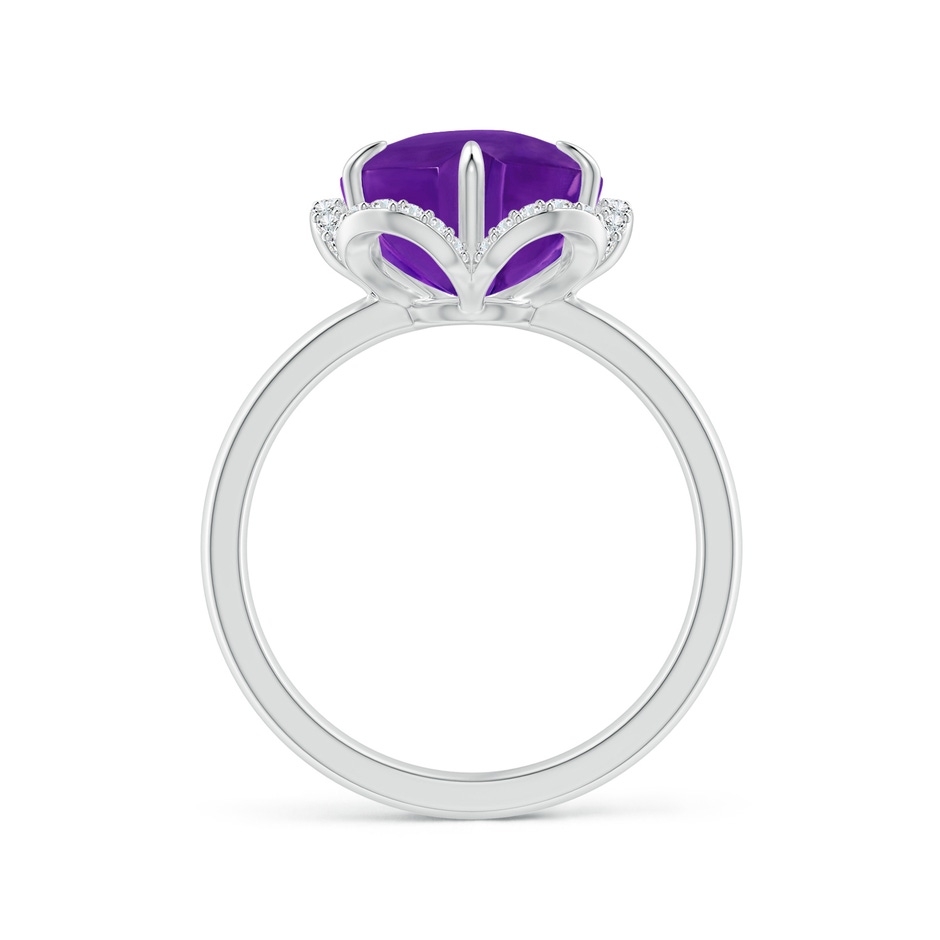10mm AAAA Tulip-Inspired Amethyst Ring with Diamond Halo in White Gold side-1