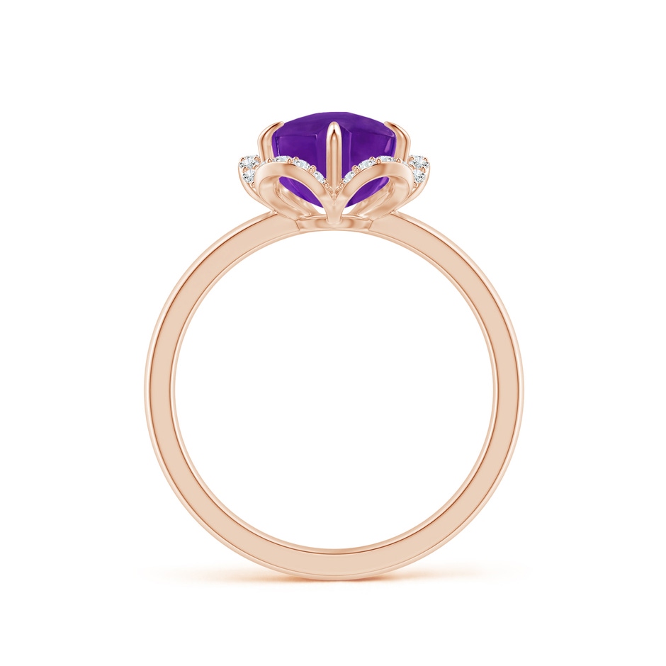8mm AAAA Tulip-Inspired Amethyst Ring with Diamond Halo in Rose Gold side-1