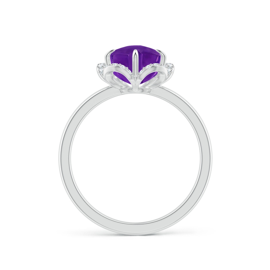 8mm AAAA Tulip-Inspired Amethyst Ring with Diamond Halo in White Gold side-1