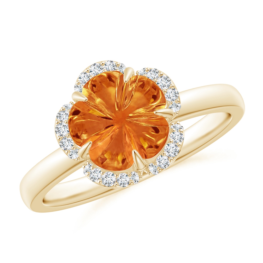 8mm AAAA Tulip-Inspired Citrine Ring with Diamond Halo in Yellow Gold