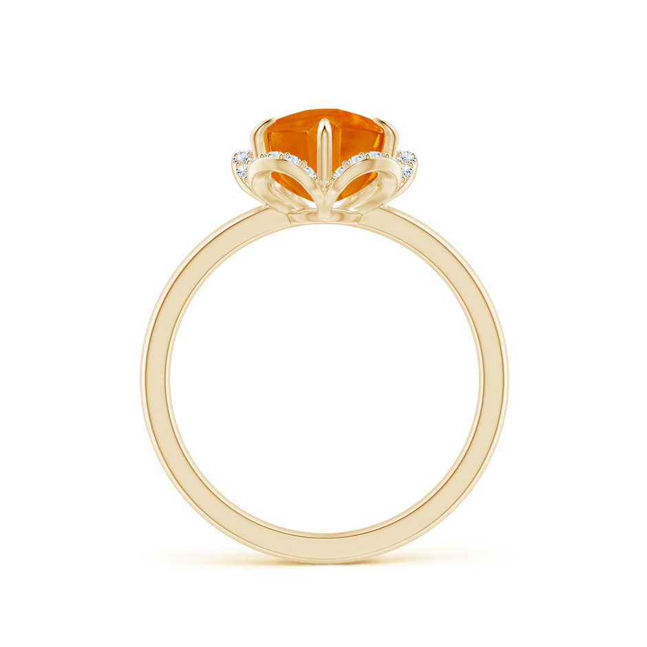 8mm AAAA Tulip-Inspired Citrine Ring with Diamond Halo in Yellow Gold side-1