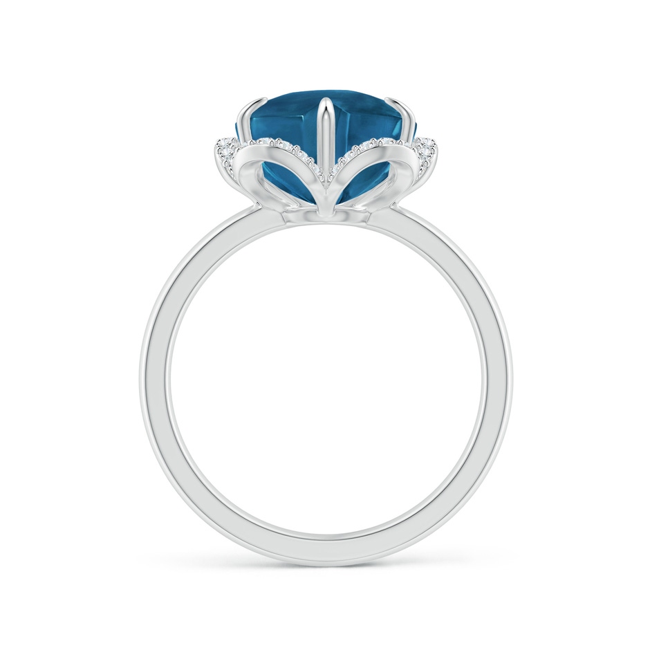 10mm AAAA Tulip-Inspired London Blue Topaz Ring with Diamond Halo in White Gold side-1