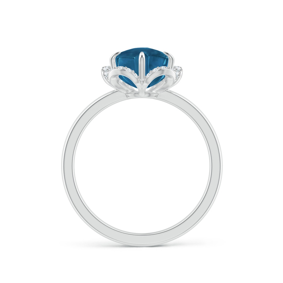 8mm AAAA Tulip-Inspired London Blue Topaz Ring with Diamond Halo in White Gold side-1