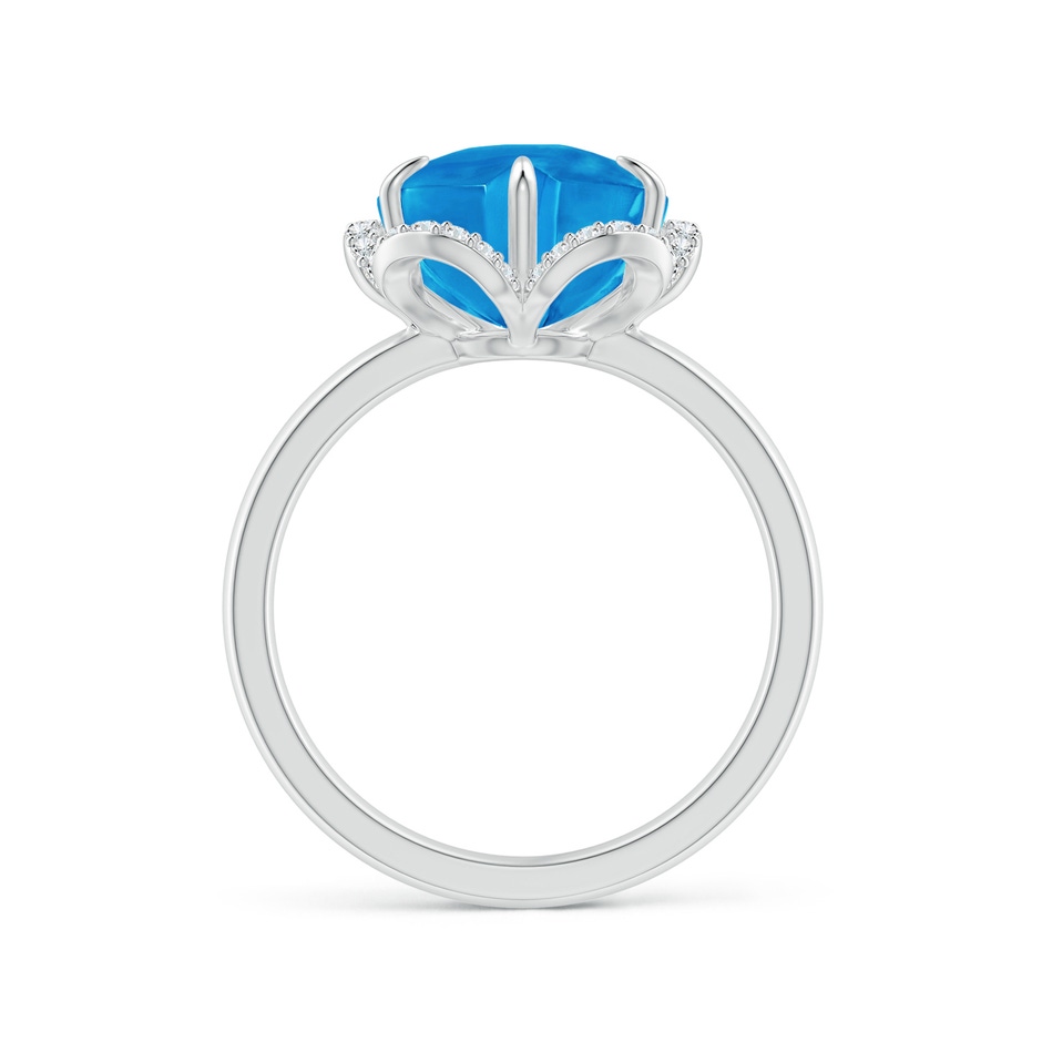 10mm AAAA Tulip-Inspired Swiss Blue Topaz Ring with Diamond Halo in White Gold side-1