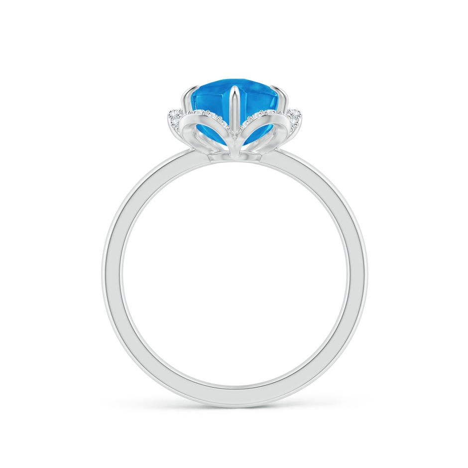 8mm AAAA Tulip-Inspired Swiss Blue Topaz Ring with Diamond Halo in White Gold side-1