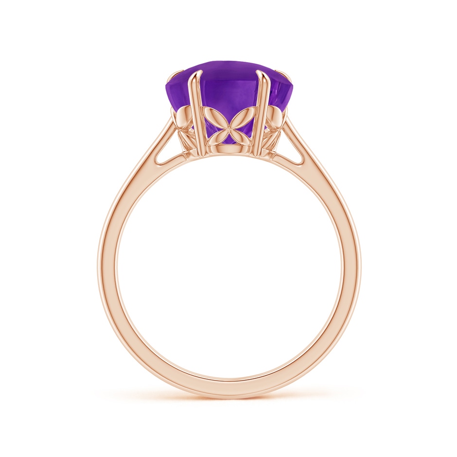 10mm AAAA Five-Petal Flower Amethyst Solitaire Ring in Rose Gold side-1
