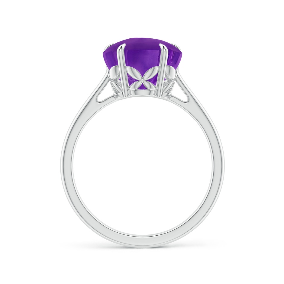 10mm AAAA Five-Petal Flower Amethyst Solitaire Ring in White Gold side-1