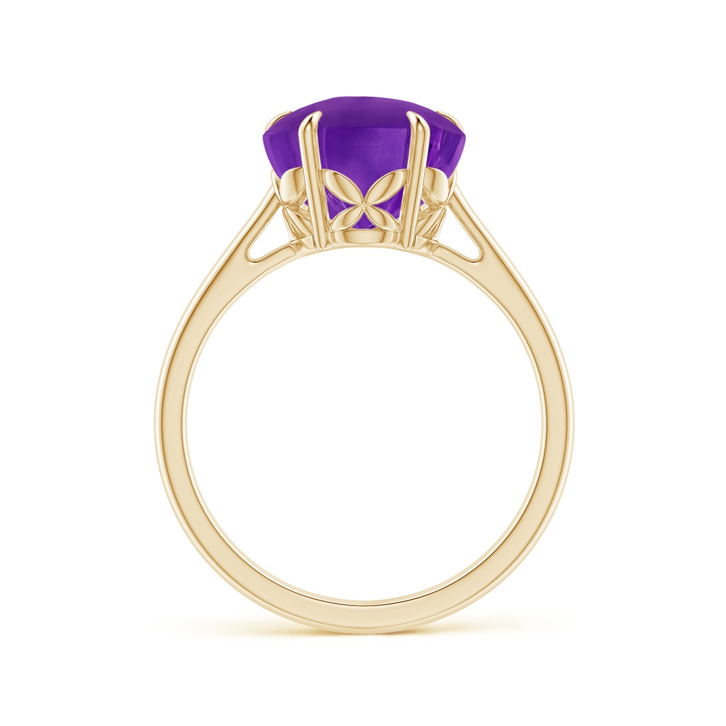 10mm AAAA Five-Petal Flower Amethyst Solitaire Ring in Yellow Gold - side_1