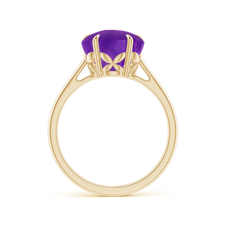 10mm AAAA Five-Petal Flower Amethyst Solitaire Ring in Yellow Gold side-1