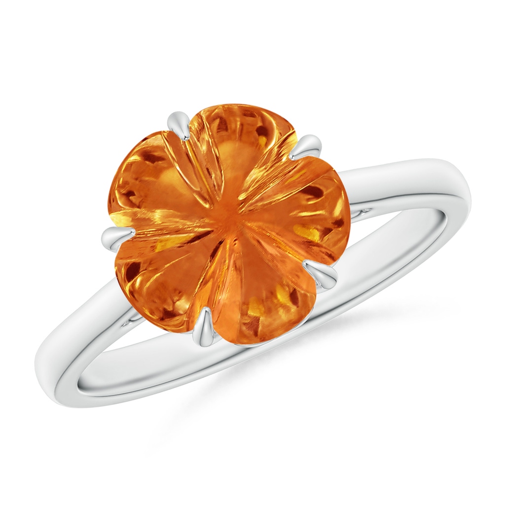 10mm AAAA Five-Petal Flower Citrine Solitaire Ring in White Gold