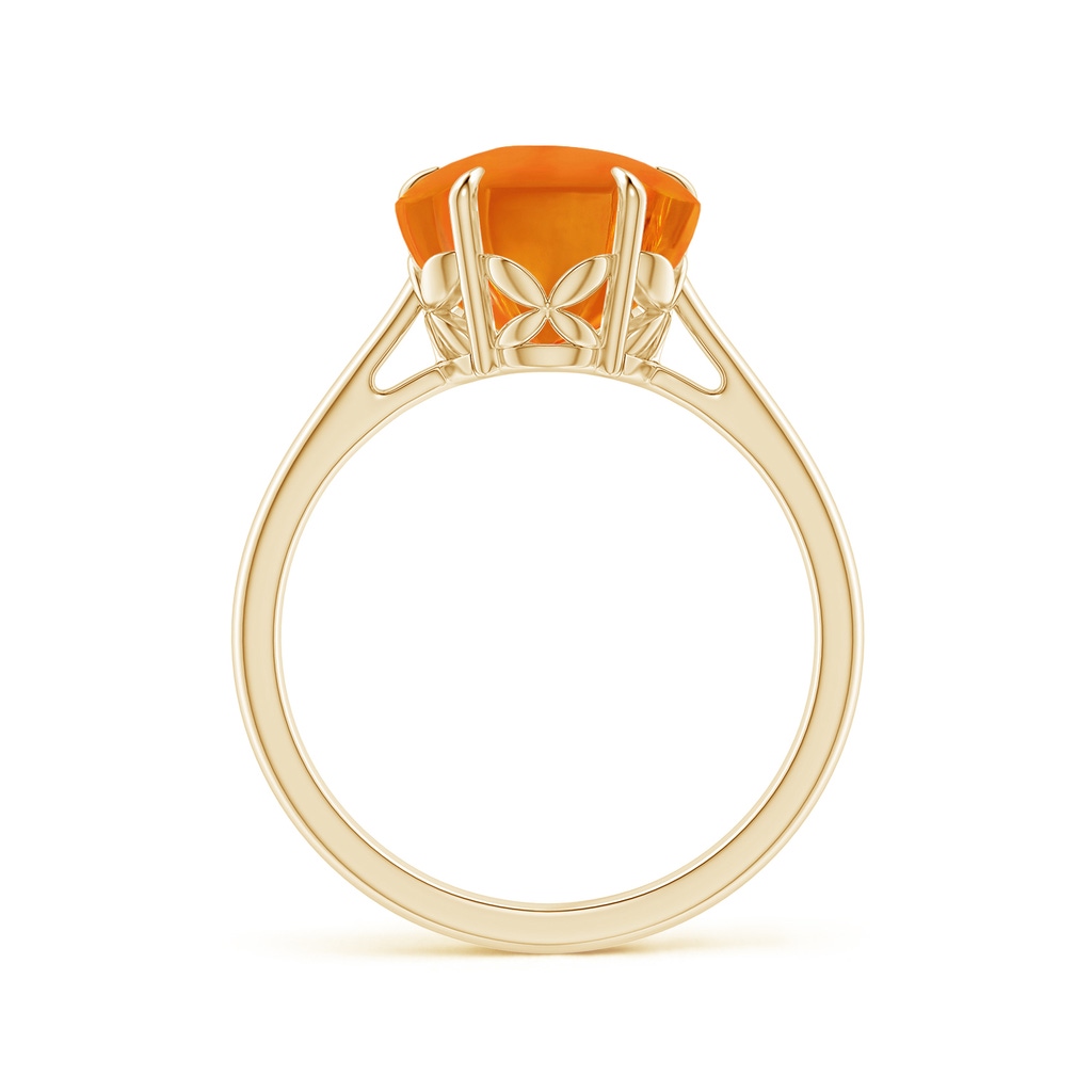 10mm AAAA Five-Petal Flower Citrine Solitaire Ring in Yellow Gold Side-1