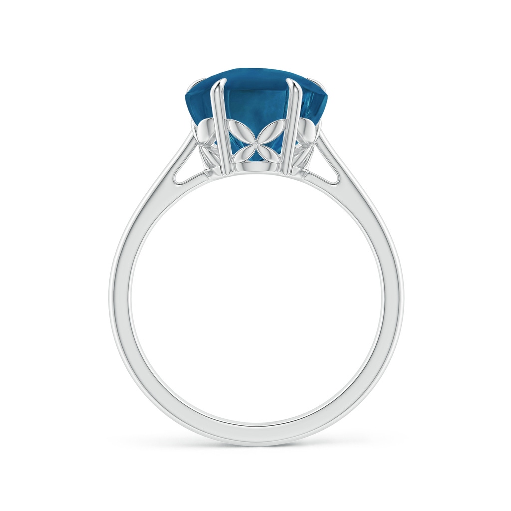 10mm AAAA Five-Petal Flower London Blue Topaz Solitaire Ring in White Gold - side_1