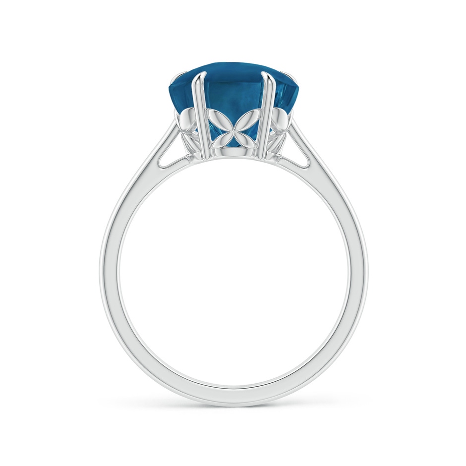 10mm AAAA Five-Petal Flower London Blue Topaz Solitaire Ring in White Gold side-1