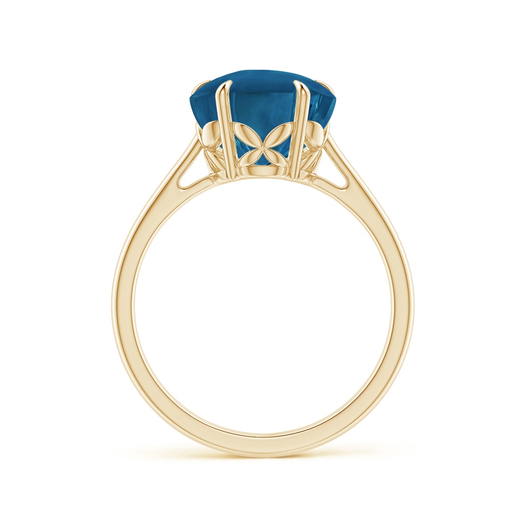 10mm AAAA Five-Petal Flower London Blue Topaz Solitaire Ring in Yellow Gold - side_1