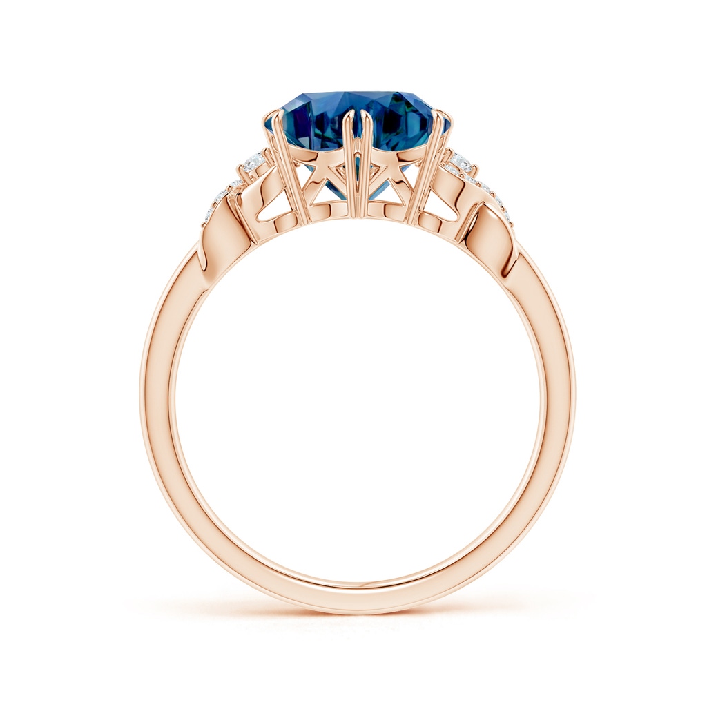 10mm AAAA Snowflake-Cut London Blue Topaz Criss-Cross Shank Ring in Rose Gold Side-1