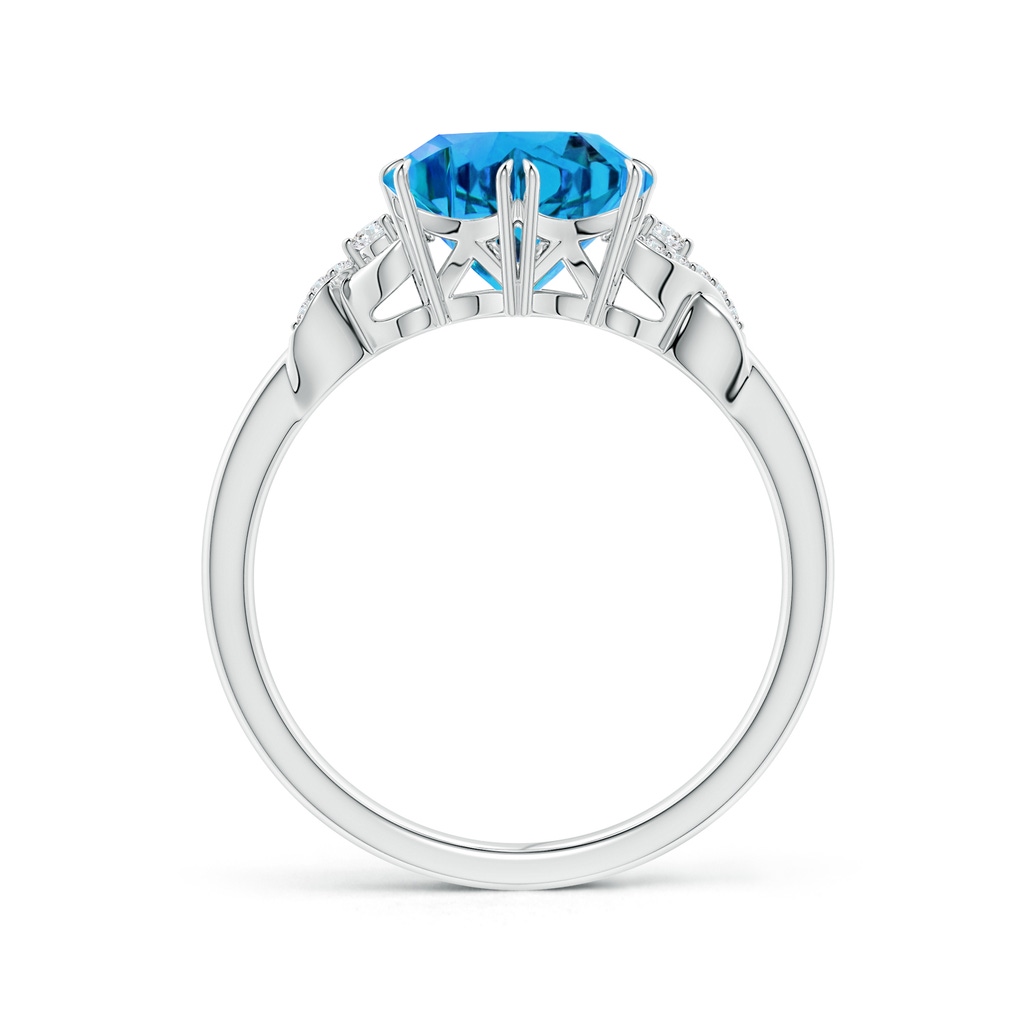 10mm AAAA Snowflake-Cut Swiss Blue Topaz Criss-Cross Shank Ring in White Gold - side_1