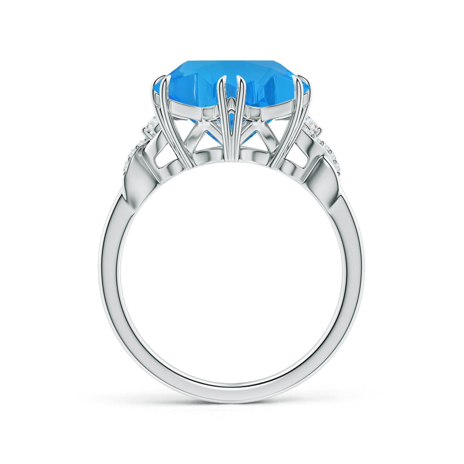 GIA Certified Snowflake-Cut Swiss Blue Topaz Criss-Cross Shank Ring