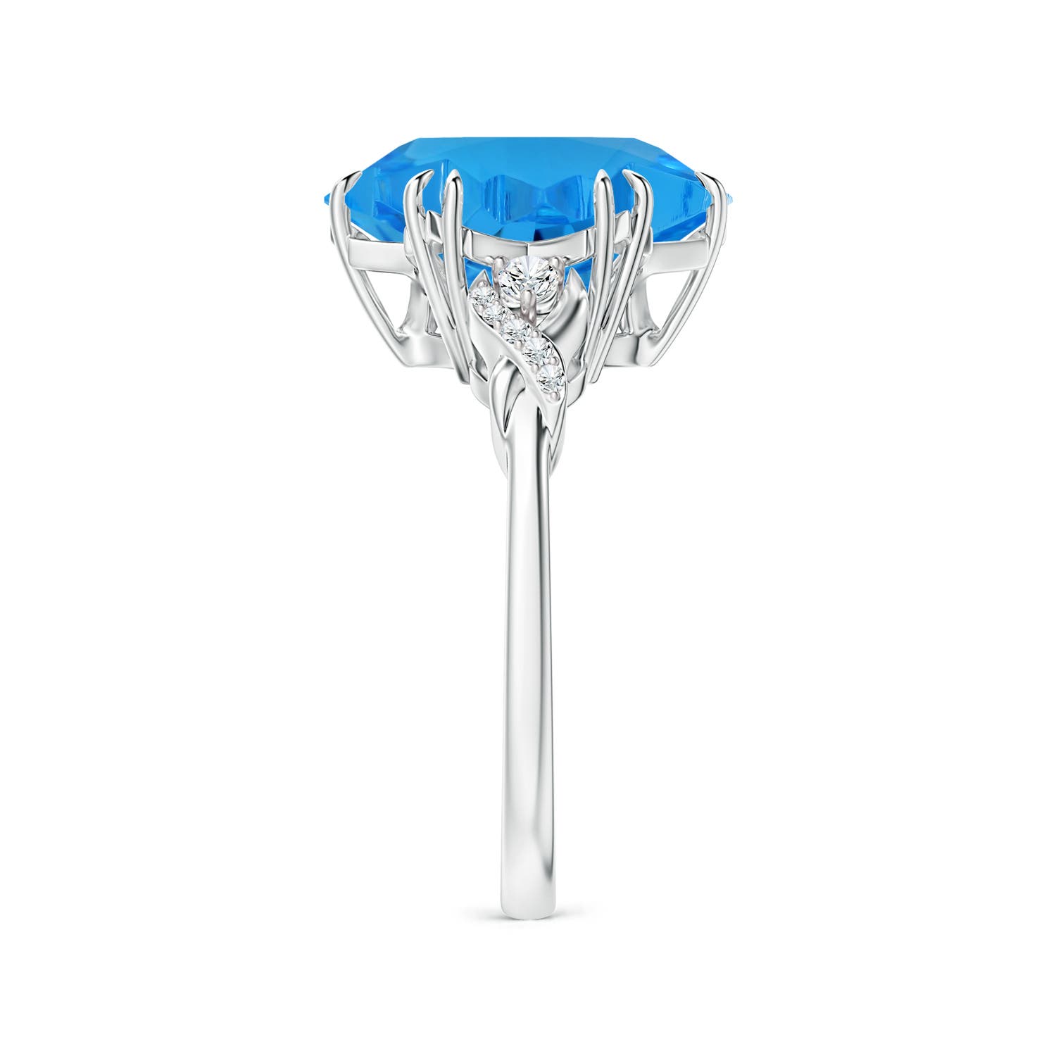 GIA Certified Snowflake-Cut Swiss Blue Topaz Criss-Cross Shank Ring