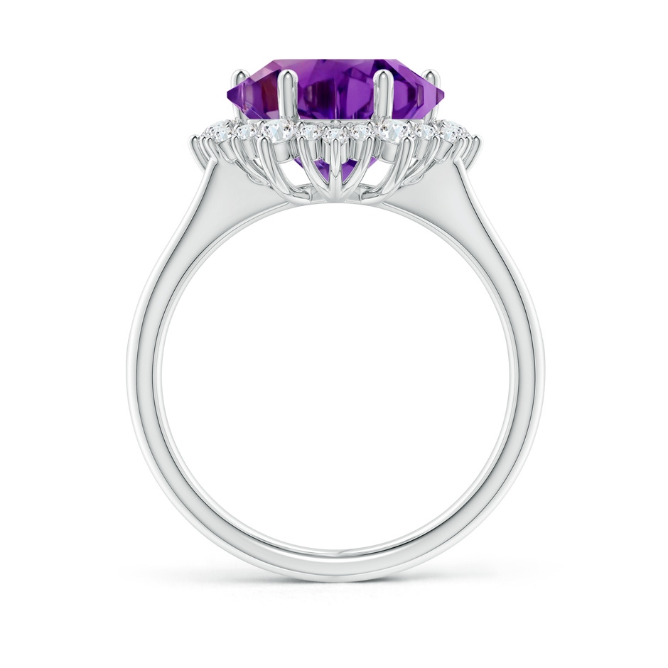 12mm AAAA Snowflake-Cut Amethyst Halo Split Shank Ring in White Gold side-1