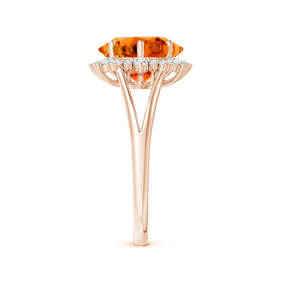 10mm AAAA Snowflake-Cut Citrine Halo Split Shank Ring in Rose Gold side-2