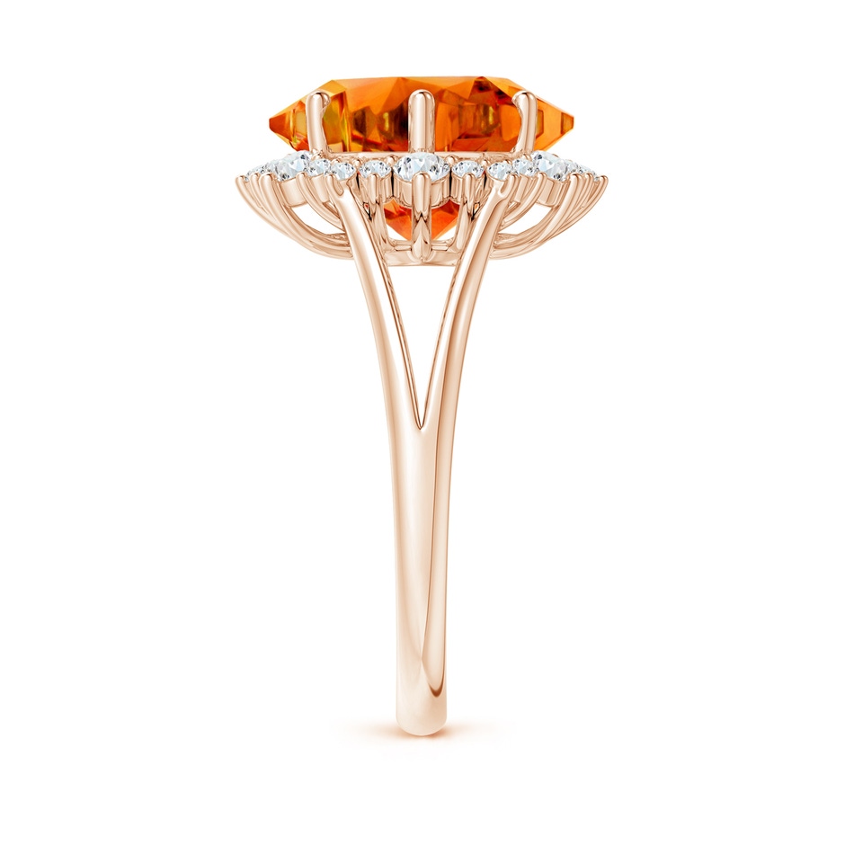 12mm AAAA Snowflake-Cut Citrine Halo Split Shank Ring in Rose Gold side-2