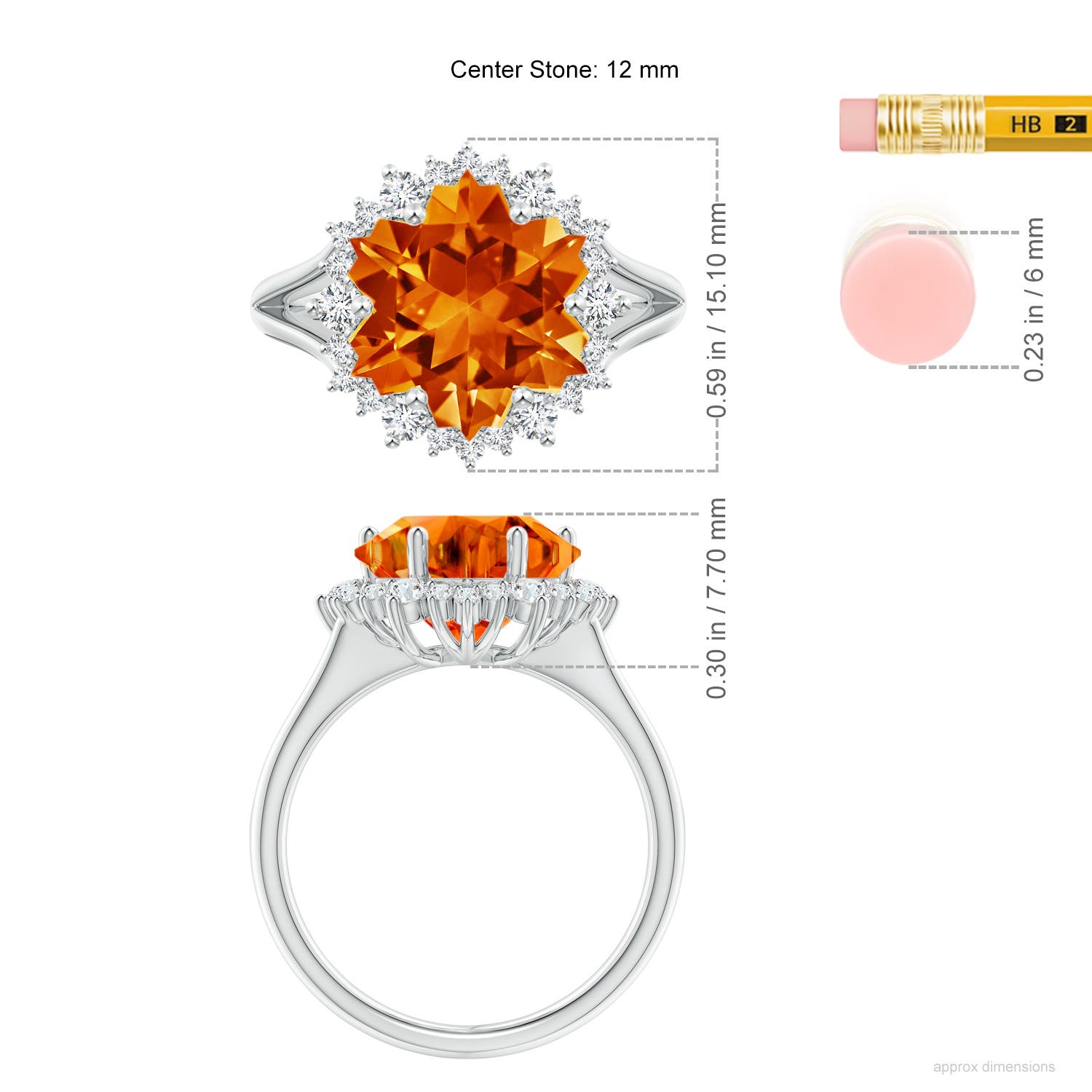 AAAA - Citrine / 7.66 CT / 14 KT White Gold