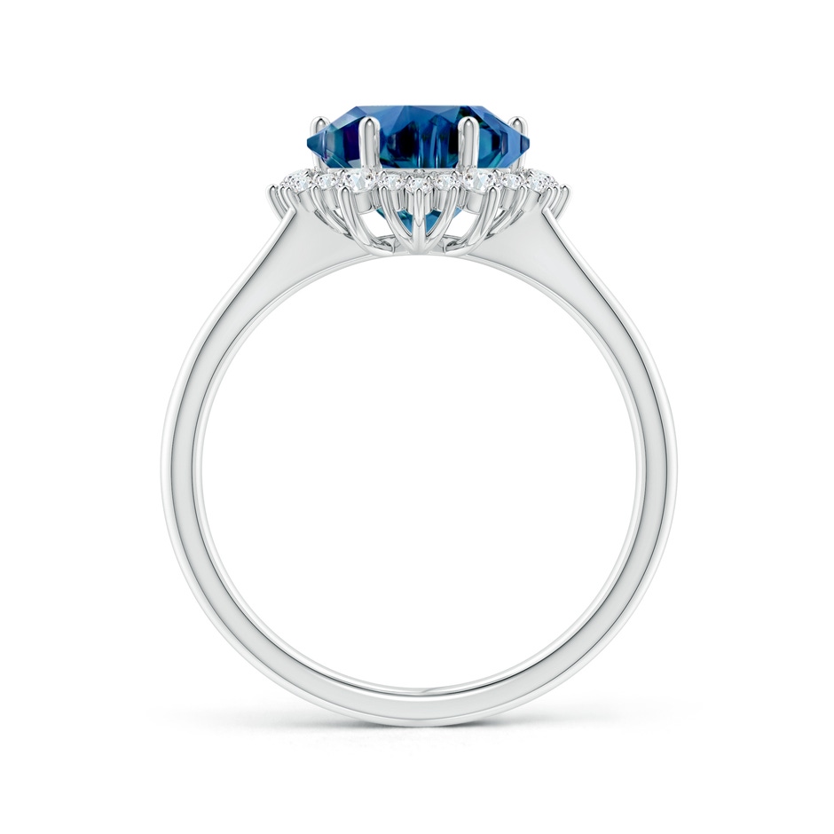 10mm AAAA Snowflake-Cut London Blue Topaz Halo Split Shank Ring in White Gold side-1