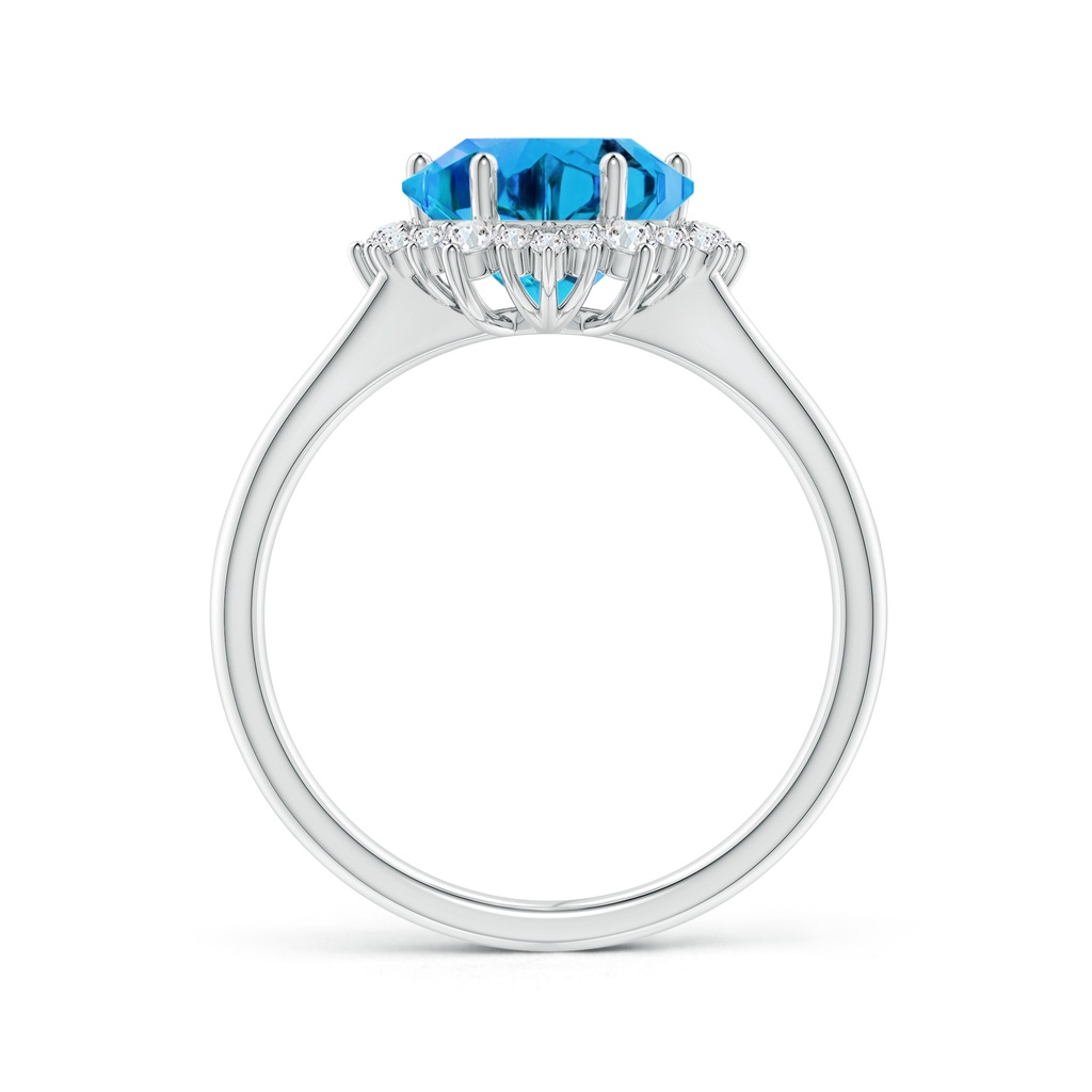 10mm AAAA Snowflake-Cut Swiss Blue Topaz Halo Split Shank Ring in White Gold - side_1
