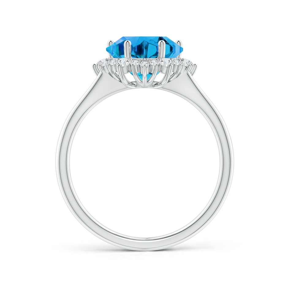 10mm AAAA Snowflake-Cut Swiss Blue Topaz Halo Split Shank Ring in White Gold side-1