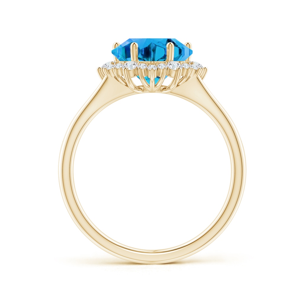 10mm AAAA Snowflake-Cut Swiss Blue Topaz Halo Split Shank Ring in Yellow Gold - side_1