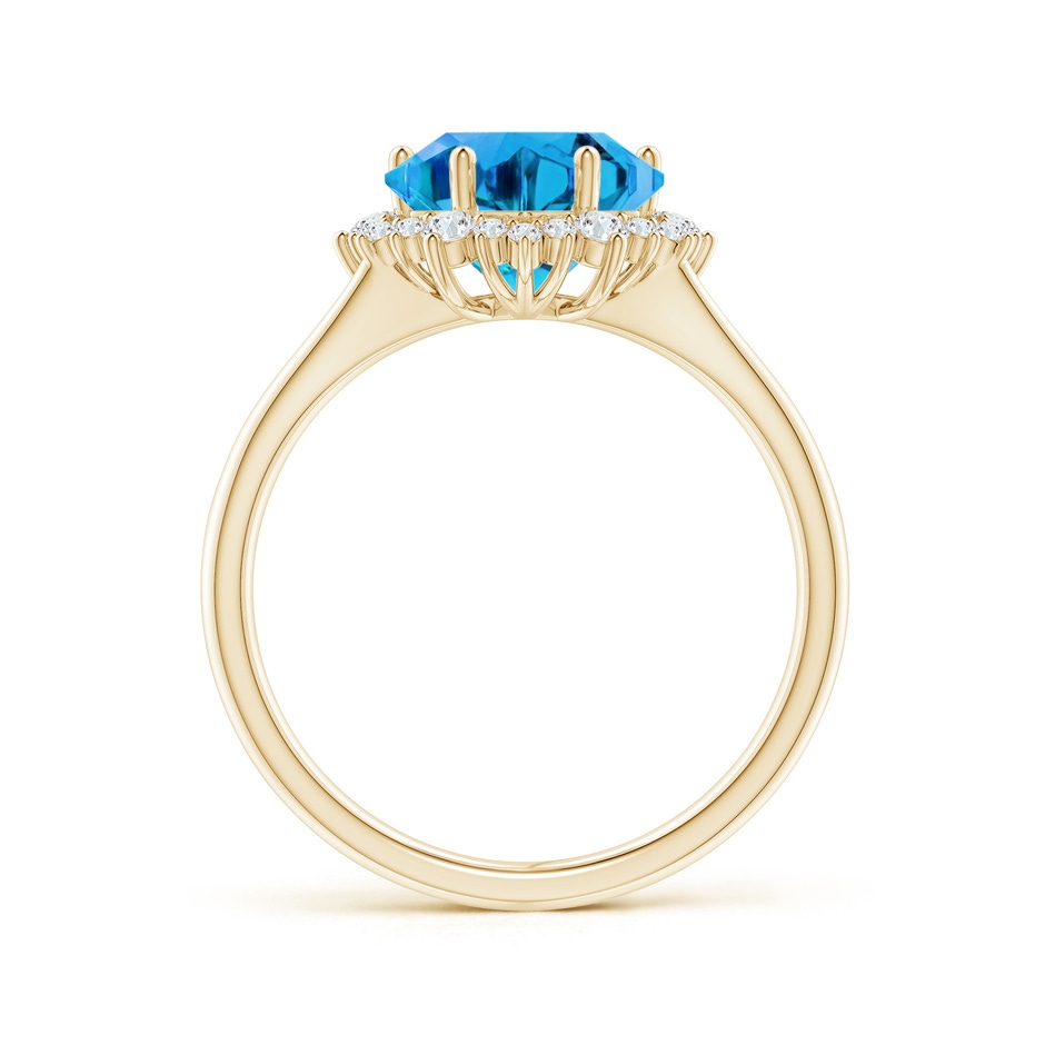 10mm AAAA Snowflake-Cut Swiss Blue Topaz Halo Split Shank Ring in Yellow Gold side-1