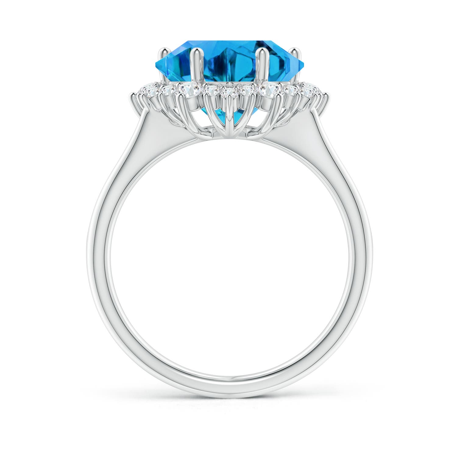 AAAA - Swiss Blue Topaz / 9.14 CT / 14 KT White Gold