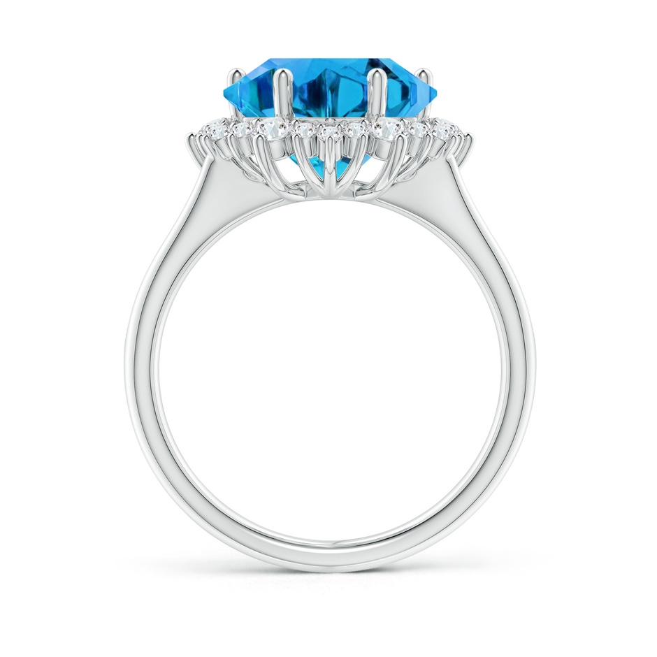12mm AAAA Snowflake-Cut Swiss Blue Topaz Halo Split Shank Ring in White Gold side-1