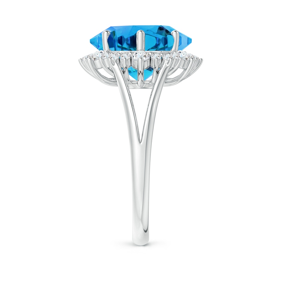 12mm AAAA Snowflake-Cut Swiss Blue Topaz Halo Split Shank Ring in White Gold side-2