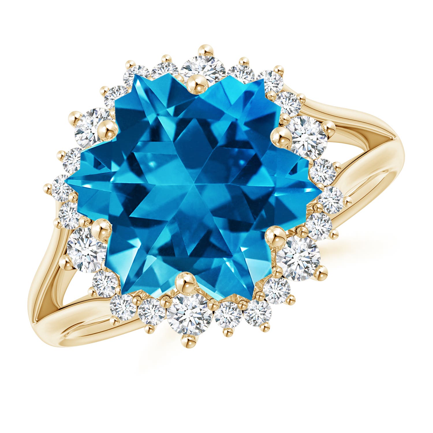 AAAA - Swiss Blue Topaz / 9.14 CT / 14 KT Yellow Gold