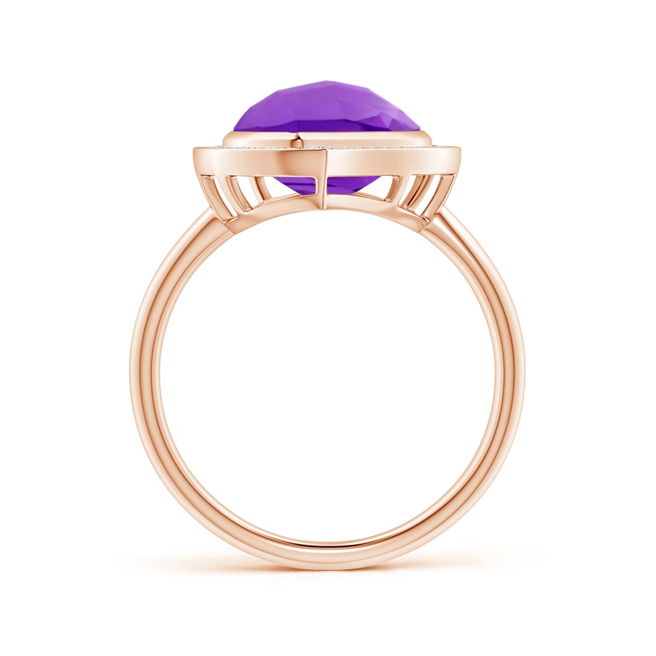 15x9mm AAAA North-South Leaf-Shaped Amethyst Halo Ring in Rose Gold side-1
